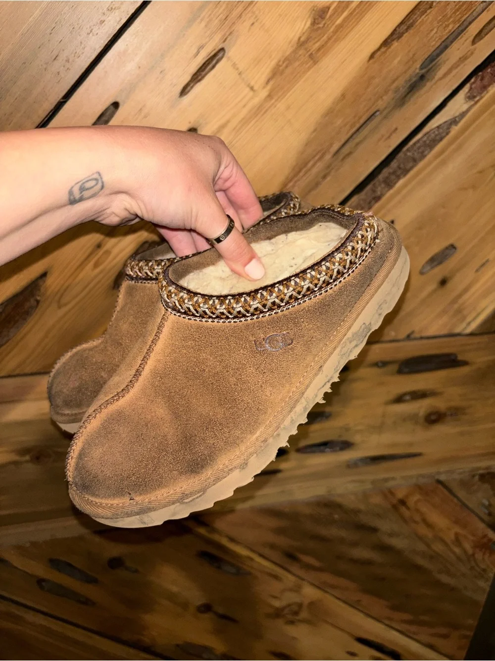 UGG Kids Tan Suede Tasman Slippers